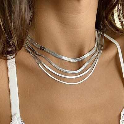 304 Stainless Steel Snake Chain Necklaces for Women WG80FEF-31-1