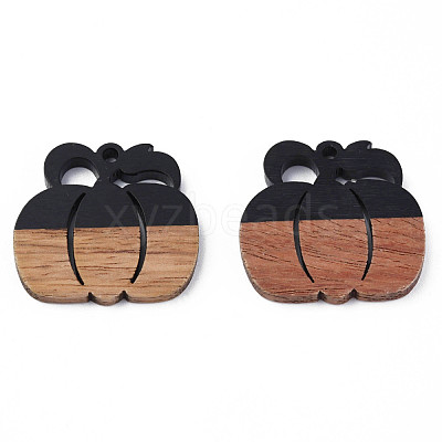 Autumn Theme Resin & Walnut Wood Pendants RESI-N025-027-B02-1