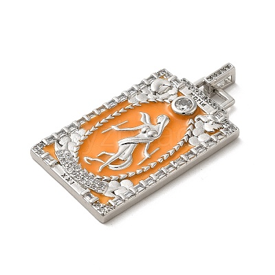 Brass Micro Pave Cubic Zirconia Pendants with Enamel KK-H458-01P-06-1