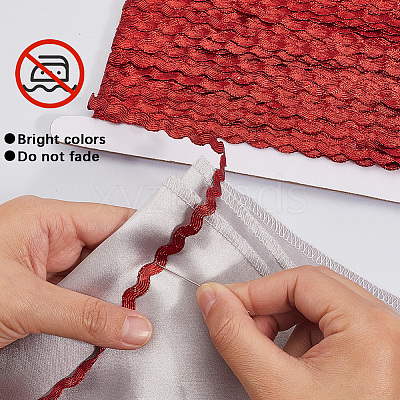 3 Rolls Polyester Wavy Fringe Trim Ribbon OCOR-GF0004-46D-1