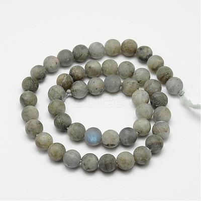 Natural Labradorite Frosted Bead Strands G-O155-04A-6mm-1