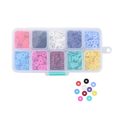 10 Colors Handmade Polymer Clay Beads CLAY-JP0001-01-8mm-1