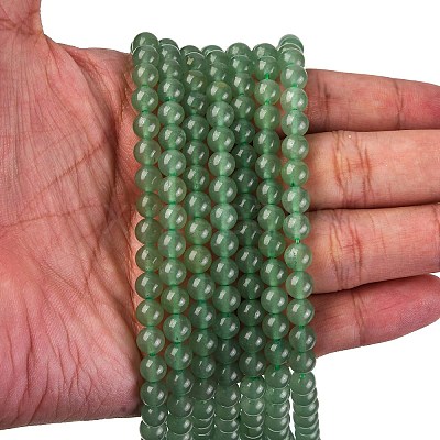 Natural Green Aventurine Round Bead Strands G-P070-37-6mm-1