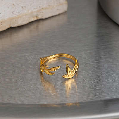 304 Stainless Steel Cuff Open Rings for Women SA-CBA54F2-04G-1