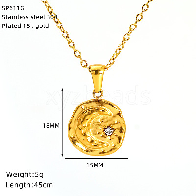 304 Stainless Steel Crystal Rhinestone Pendant Necklaces for Women WG07512-03-1