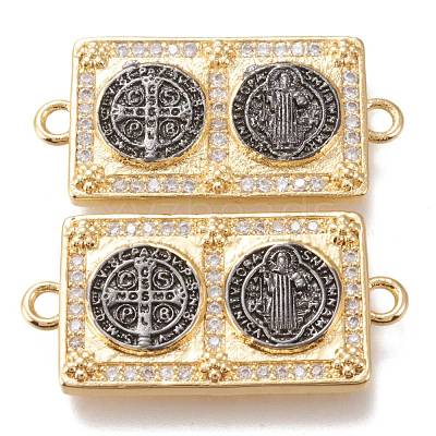 Brass Micro Pave Clear Cubic Zirconia Links Connectors ZIRC-I044-04B-1
