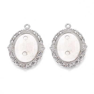 Non-Tarnish 304 Stainless Steel Pendant Cabochon Settings X-STAS-N114-02P-1
