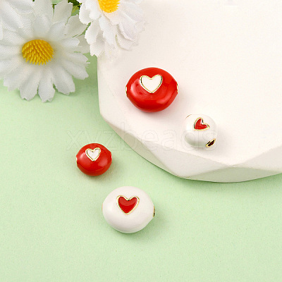 4Pcs 4 Styles Brass Enamel Beads KK-YW0003-01-1