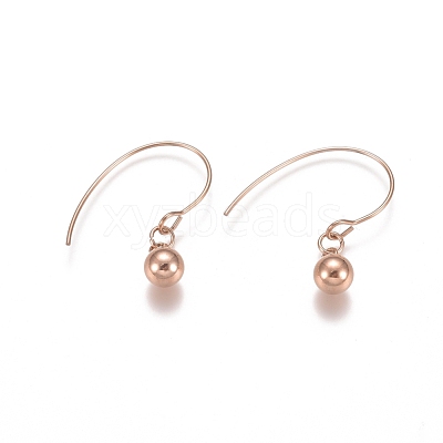 Ion Plating(IP) Ball 304 Stainless Steel Dangle Earrings EJEW-L215-53B-RG-1