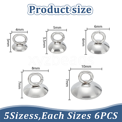 30Pcs 5 Styles 201 Stainless Steel Bead Cap Pendant Bails STAS-LP0001-24-1