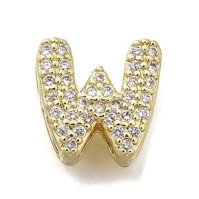 Brass Micro Pave Cubic Zirconia Letter Multi-Strand Links KK-D295-32G-23-1