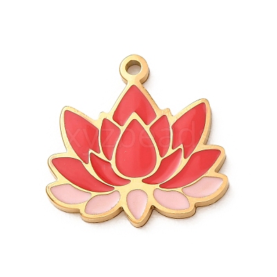 304 Stainless Steel with Red Enamel Pendants SA-CBA061A-05G-1