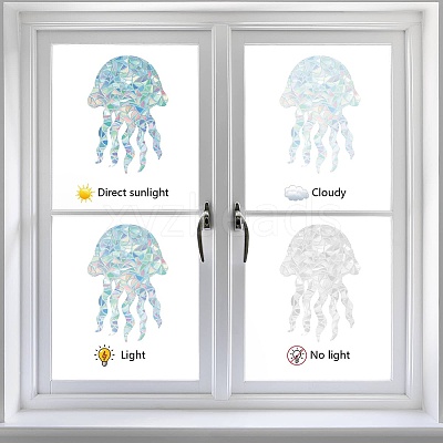 16Pcs 4 Styles Waterproof Plastic Colored Laser Stained Window Film Static Stickers DIY-WH0314-143-1