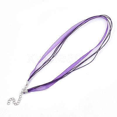 Waxed Cord and Organza Ribbon Necklace Making X-NCOR-T002-193-1