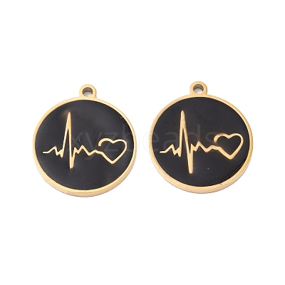 Ion Plating(IP) 304 Stainless Steel Enamel Pendants STAS-P295-04G-1