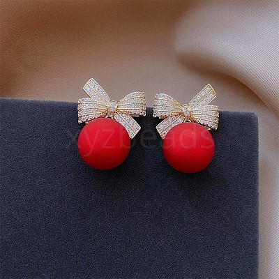 Alloy Crystal Rhinestone Bowknot Dangle Stud Earrings FS-WG0E442-01-1