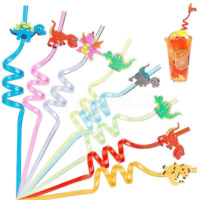 Wholesale Gorgecraft 8Pcs 8 Colors PET Spiral Drinking Straws 