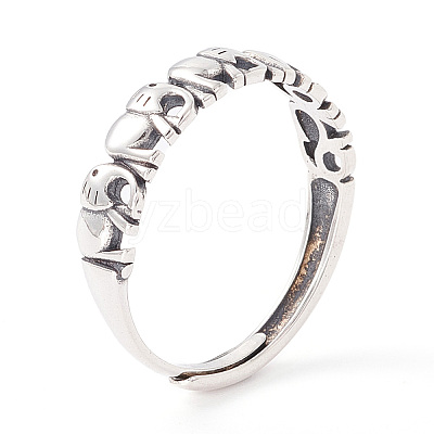 Elephant 925 Sterling Silver Adjustable Rings for Men Women STER-G032-03AS-1