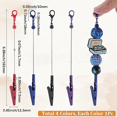 4Pcs 4 Colors Alloy Bracelet Tool Jewelry Helper Beadable Alligator Clip AJEW-SP0001-71B-1