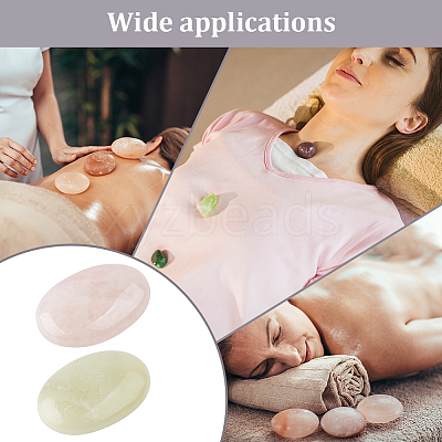2Pcs 2 Styles  Natural Rose Quartz & Serpentine Massage Tool MRMJ-NB0001-20-1