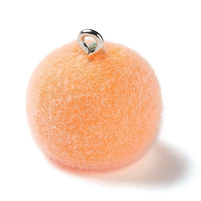 Fruit Theme Flocking Opaque Resin Pendants LS-RESI-D017-04A-P-1