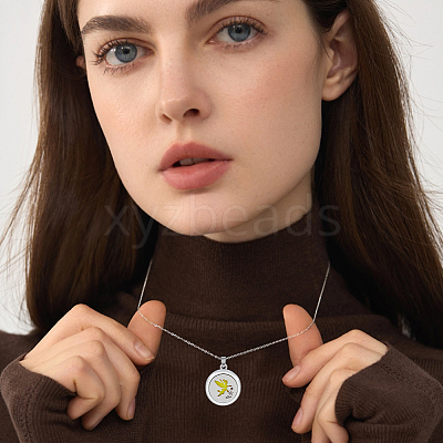 2Pcs 2 Styles Anti-Tarnish Stainless Steel Flat Round Locket Necklaces NJEW-HS0001-18-1