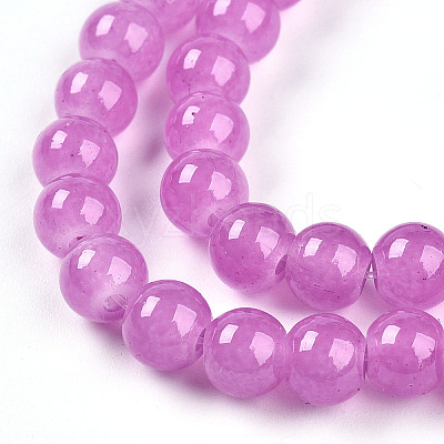 Baking Paint Imitation Jade Glass Round Bead Strands DGLA-Q021-6mm-23-1