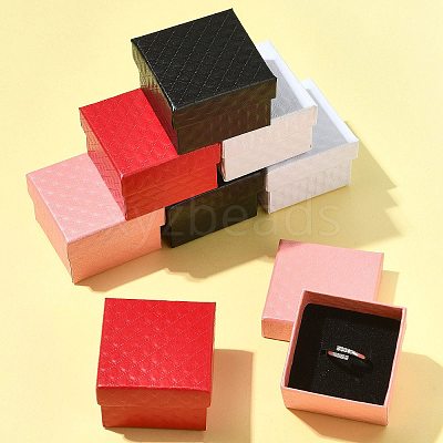 8Pcs 4 Colors Square Cardboard Ring Boxes CBOX-FS0001-08-1