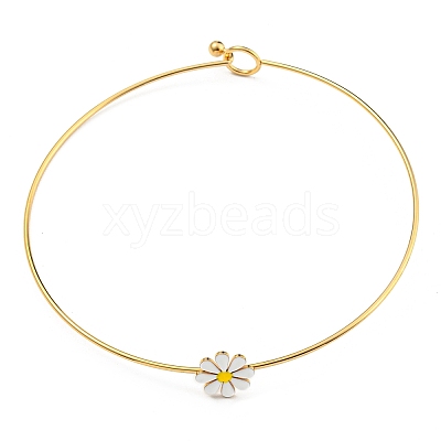 304 Stainless Steel White Enamel Small Daisy Flower Choker Necklaces for Women NJEW-Z040-01G-01-1