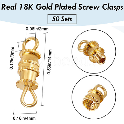 50Pcs Brass Screw Clasps KK-BBC0018-50G-1
