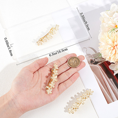 3Pcs Flower Alloy Cat Eye Hair Barrettes PHAR-BBC0001-01-1