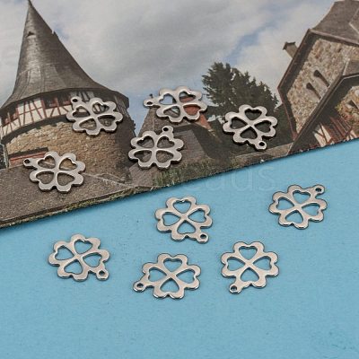 Tarnish Resistant 304 Stainless Steel Clover Charms Pendants X-STAS-M004-01-1