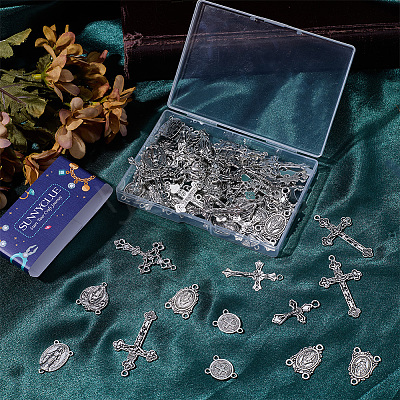 80Pcs 8 Styles Alloy Tibetan Style Pendants & Chandelier Component Links Kits FIND-SC0022-99-1
