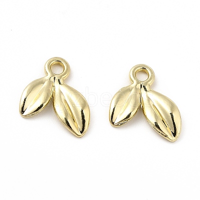 Rack Plating Alloy Leaf Charms FIND-G044-07LG-1