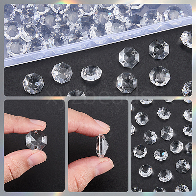 80Pcs Transparent Faceted Glass Connector Charms GLAA-SP0001-88D-01-1