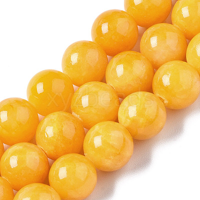 Natural Dyed Yellow Jade Gemstone Bead Strands G-R271-10mm-Y07-1