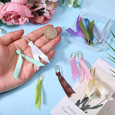 12Pcs Polyester Ribbon Bookmarks AJEW-CA00022-1