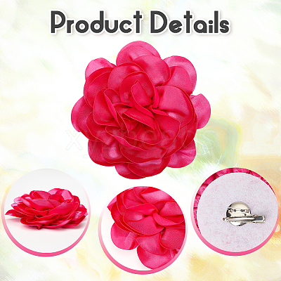Flower Polyester Brooches JEWB-WH20003-04E-1
