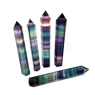 Natural Colorful Fluorite Pointed Prism Bar Home Display Decoration G-PW0007-098A-1