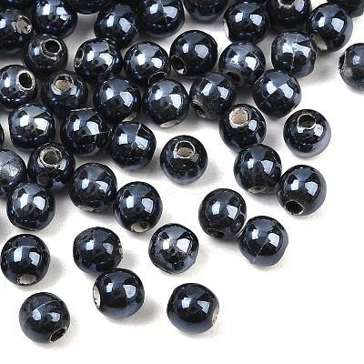Glazed Porcelain Round Beads PORC-S489-6mm-03-1