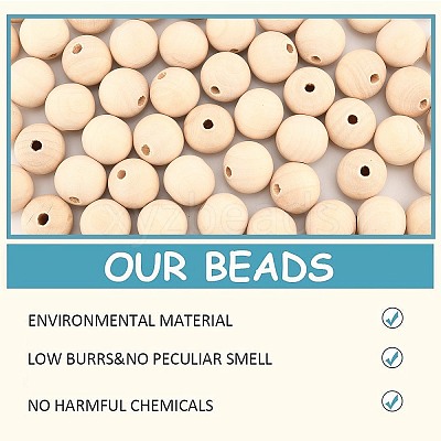 Natural Wooden Beads WOOD-PH0009-36-1