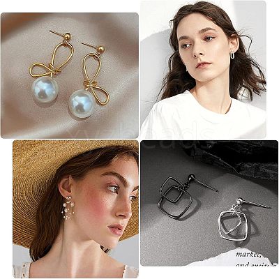 60Pcs 2 Styles Brass Stud Earring Findings KK-CA0001-35G-1