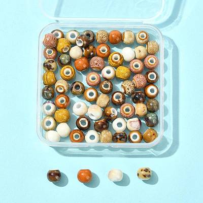 68Pcs 9 Colors Handmade Porcelain Beads PORC-FS0001-23B-1