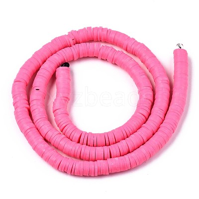 Flat Round Handmade Polymer Clay Beads CLAY-R067-6.0mm-48-1