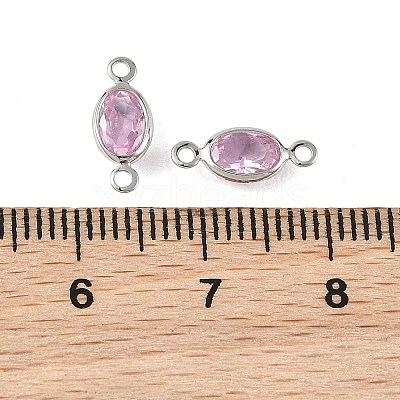SHEGRACE Brass Pave Cubic Zirconia Oval Connector Charms XGRQ2O269-439B-P-1