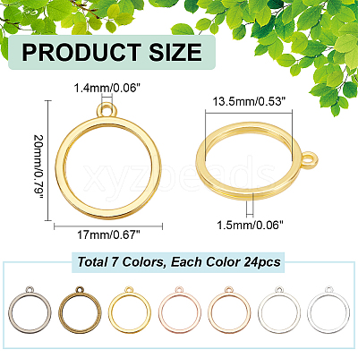 168Pcs 7 Colors Alloy Open Back Bezel Pendants FIND-PH0018-77-1