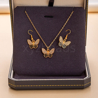 Alloy Rhinestone & Enamel Pendant Necklaces & Dangle Earrings Sets for Women FS-WGD52C4-03-1
