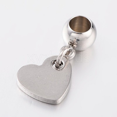 Tarnish Resistant Mixed Shape 304 Stainless Steel European Large Hole Dangle Charms PALLOY-JF00032-1