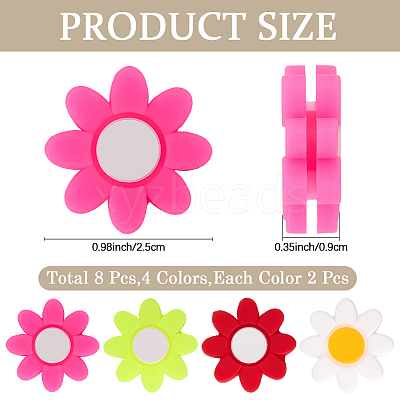 8Pcs 4 Colors Flower Silicone Tennis Racquet Dampener AJEW-CN0005-02-1