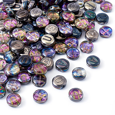 100Pcs 5 Styles Transparent Electroplated UV Plating Glass Beads GLAA-TA0003-19D-1